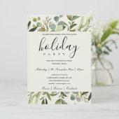 LEAFEN GREEN GOLD FOLIAGE CORPORATE HOLIDAY PARTEI EINLADUNG (Stehend Vorderseite)