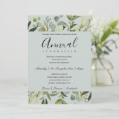 LEAFEN GREEN GRAY FOLIAGE CORPORATE PARTY EVENT EINLADUNG (Stehend Vorderseite)