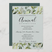 LEAFEN GREEN GRAY FOLIAGE CORPORATE PARTY EVENT EINLADUNG (Vorne/Hinten)