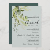 LEAFEN GREEN GRAY FOLIAGE CORPORATE PARTY EVENT EINLADUNG (Vorne/Hinten)