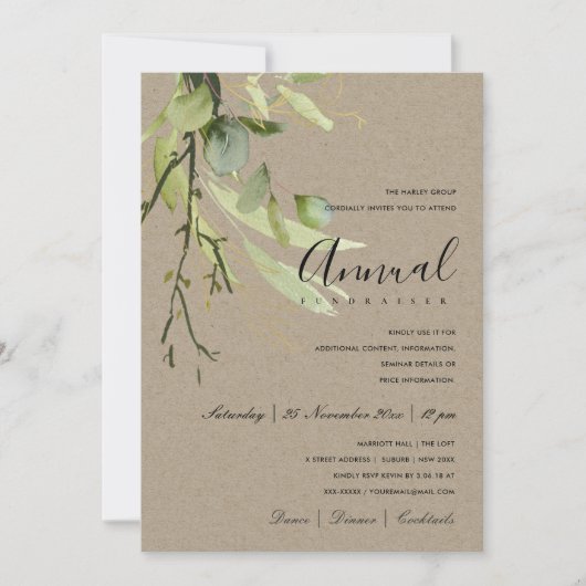 LEAFEN GREEN KRAFT FOLIAGE CORPORATE PARTY EVENT EINLADUNG (Vorderseite)