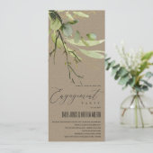 LEAFEN GREEN KRAFT FOLIAGE WATERCOLOR VERLOBUNG EINLADUNG (Stehend Vorderseite)