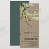 LEAFEN GREEN KRAFT FOLIAGE WATERCOLOR VERLOBUNG EINLADUNG (Vorne/Hinten)