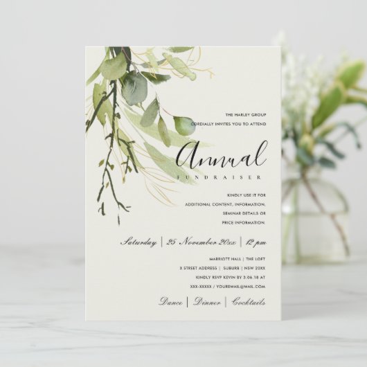 LEAFEN GRÜNE GOLD FOLIAGE CORPORATE PARTY EVENT EINLADUNG (Stehend Vorderseite)