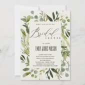 LEAFENFRAME GREEN FOLIAGE WATERCOLOR BRAUTPARTY EINLADUNG (Vorderseite)