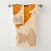 Leaffall Muster Bright Colors Yellow Orange Badhandtuch Set (Insitu)