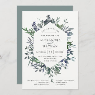 Leafy-Aquarellrahmen Hochzeit Einladung