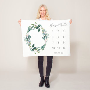 Leafy Baby Milestone Blanket Fleecedecke