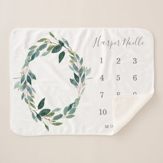 Leafy Baby Milestone Sherpadecke (Vorderseite (Horizontal))