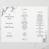Leafy Blüh White Tri-Fold Hochzeitsprogramm (Vorderseite)