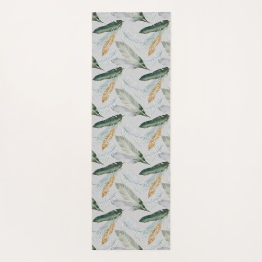 Leafy Boho Botanical Earthy Pattern Monogram Yogamatte (Rückseite)