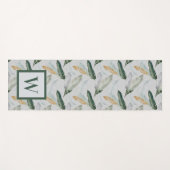 Leafy Boho Botanical Earthy Pattern Monogram Yogamatte (Vorderseite (Horizontal))
