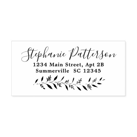 Leafy Border Elegante Rücksendeadresse Gummistempel (Prägung)