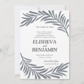 Leafy border Jewish Hebrew Wedding Einladung (Vorderseite)