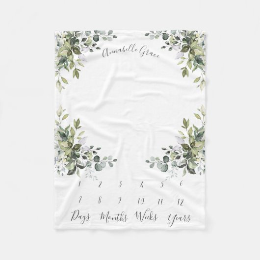 Leafy Botanical Corners Monthly Baby Milestone Fleecedecke (Vorderseite)