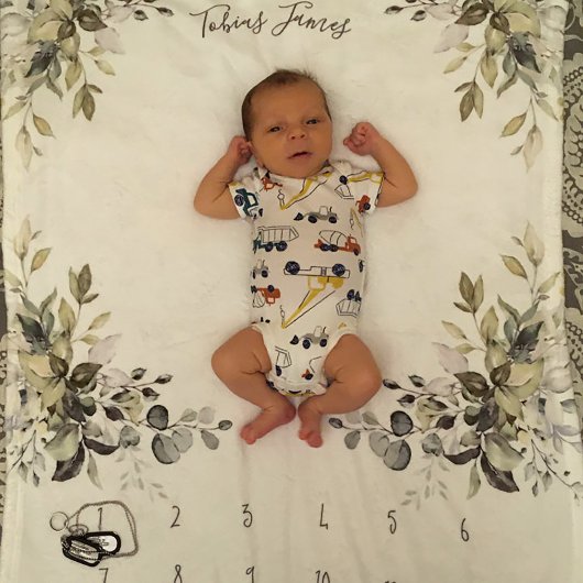 Leafy Botanical Corners Monthly Baby Milestone Fleecedecke