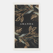 Leafy Botanical Eucalyptus Modern Onyx Branch Serviette (Vorderseite)