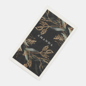 Leafy Botanical Eucalyptus Modern Onyx Branch Serviette (Ecke)