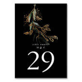 Leafy Botanical Eucalyptus Modern Premium Black Tischnummer (Vorderseite)