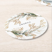 Leafy Botanical Eukalyptus Moderne Grünanlage Zwei Runder Pappuntersetzer (Angewinkelt)