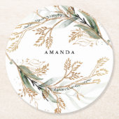 Leafy Botanical Eukalyptus Moderne Grünanlage Zwei Runder Pappuntersetzer (Vorderseite)