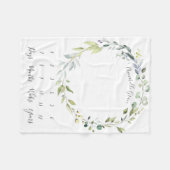 Leafy Botanical Wreath Monthly Baby Milestone Fleecedecke (Vorderseite (Horizontal))