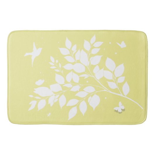 Leafy branch Swallow Butterflies in silhouette  Badematte (Vorderseite)