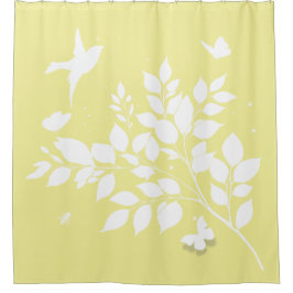 Leafy branch Swallow Butterflies in silhouette Duschvorhang