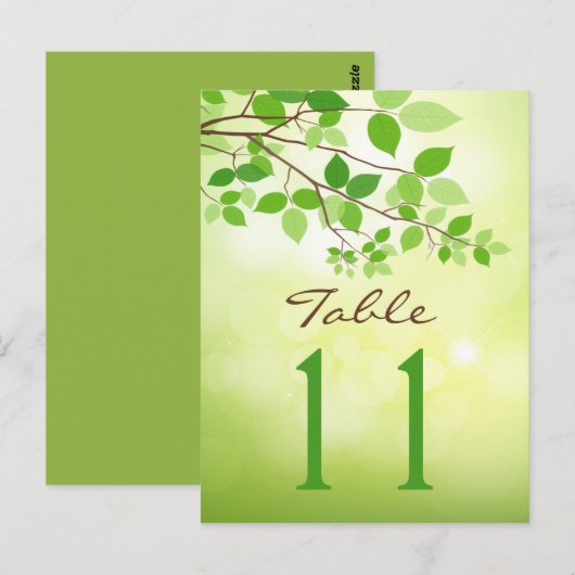 Leafy Branches Wedding Tischnummer Postcard (Vorne/Hinten)