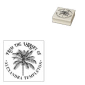 Leafy Coconut Palm Tree Library Name Gummistempel (Stempel)