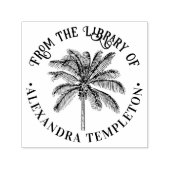 Leafy Coconut Palm Tree Library Name Permastempel (Design)