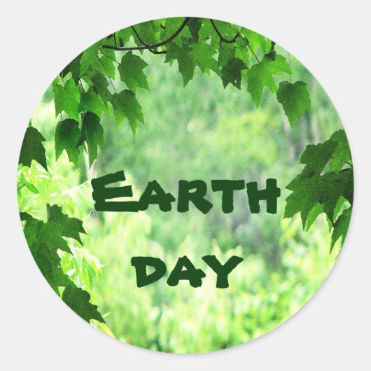Leafy Earth Day Runder Aufkleber (Vorderseite)