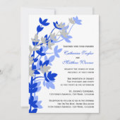 Leafy Elegance in Blue Silver Wedding Einladung (Vorderseite)