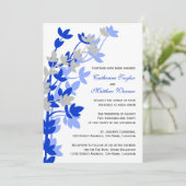 Leafy Elegance in Blue Silver Wedding Einladung (Stehend Vorderseite)