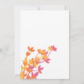 Leafy Elegance in rosa, orange-gelbe Hochzeit Einladung (Rückseite)