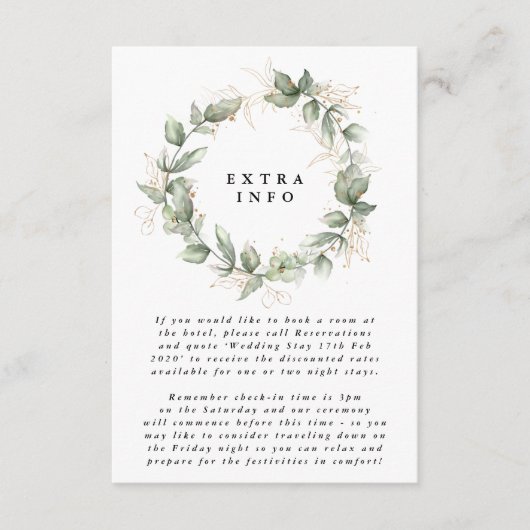 Leafy Eucalyptus Wreath Elegante Moss Details Begleitkarte (Vorderseite)