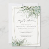 Leafy Fern Succulent Frame Couples Dusche laden Dankeskarte (Vorderseite)