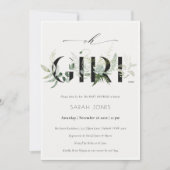 Leafy Fern Succulent Oh Girl Baby Dusche einladen Dankeskarte (Vorderseite)