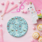 Leafy Floral Reindeer Weihnachtsmuster Pappteller (Party)