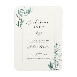 Leafy Gender Neutral Baby Shower Einladung Magnet