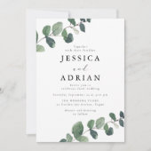 Leafy Green Elegance Wedding Einladung (Vorderseite)