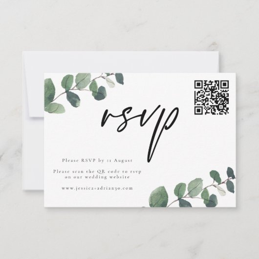 Leafy Green Elegance Wedding RSVP Response Card (Vorderseite)