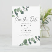 Leafy Green Elegance Wedding Save The Date (Stehend Vorderseite)