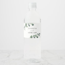 Leafy Green Elegance Wedding Wasserflaschenetikett