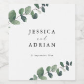 Leafy Green Elegance Wedding Weinetikett (Einzelnes Label)