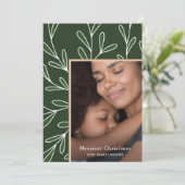 Leafy Green Frame Foto Frohe Weihnachten (Stehend Vorderseite)