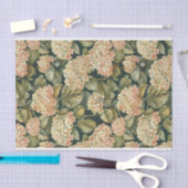 Leafy Green Pale Pink Hydrangea Art Muster Nr. 2 Seidenpapier (Handwerk)