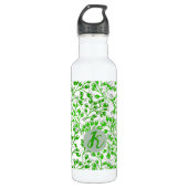 Leafy Green Pattern Moderne Elegante Mit Monogramm Edelstahlflasche (Vorderseite)