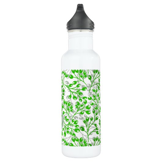 Leafy Green Pattern Moderne Elegante Mit Monogramm Edelstahlflasche (Rechts)