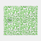 Leafy Green Pattern Moderne Elegante Mit Monogramm Fleecedecke (Vorderseite (Horizontal))